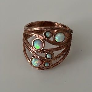 Unique Copper Tone Faux Opal Ring - Size 8